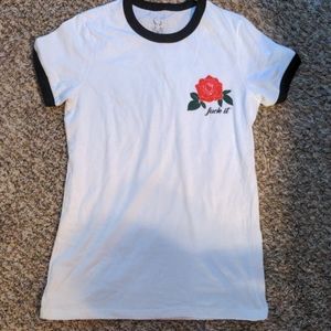 Fuck It Rose Ringer Tee